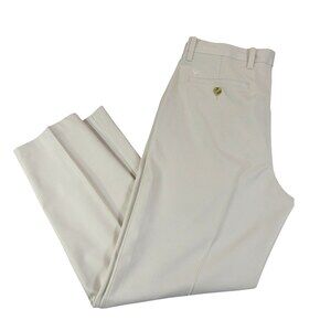 Callaway Golf Mens Chino Pants 34 x 30 White Ivory 100% Polyester Flat Front
